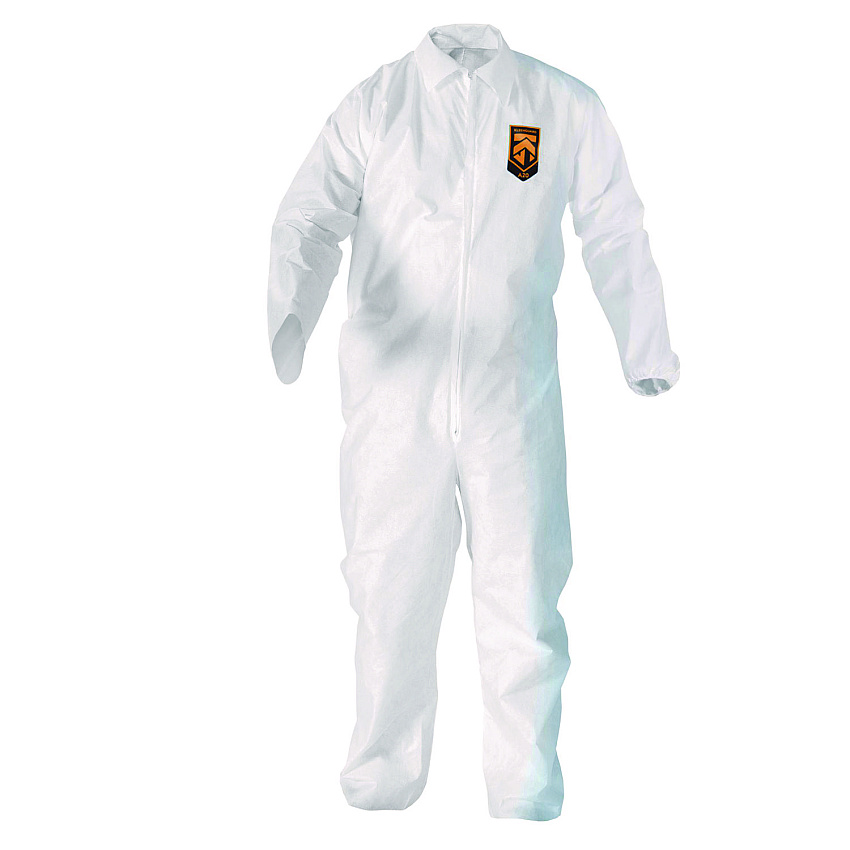 KleenGuard A20 Breathable Particle Protection Coveralls, Zip Front, Elastic Back, Wrists, Ankles, 3X-Large, White, 20/Carton (49106)