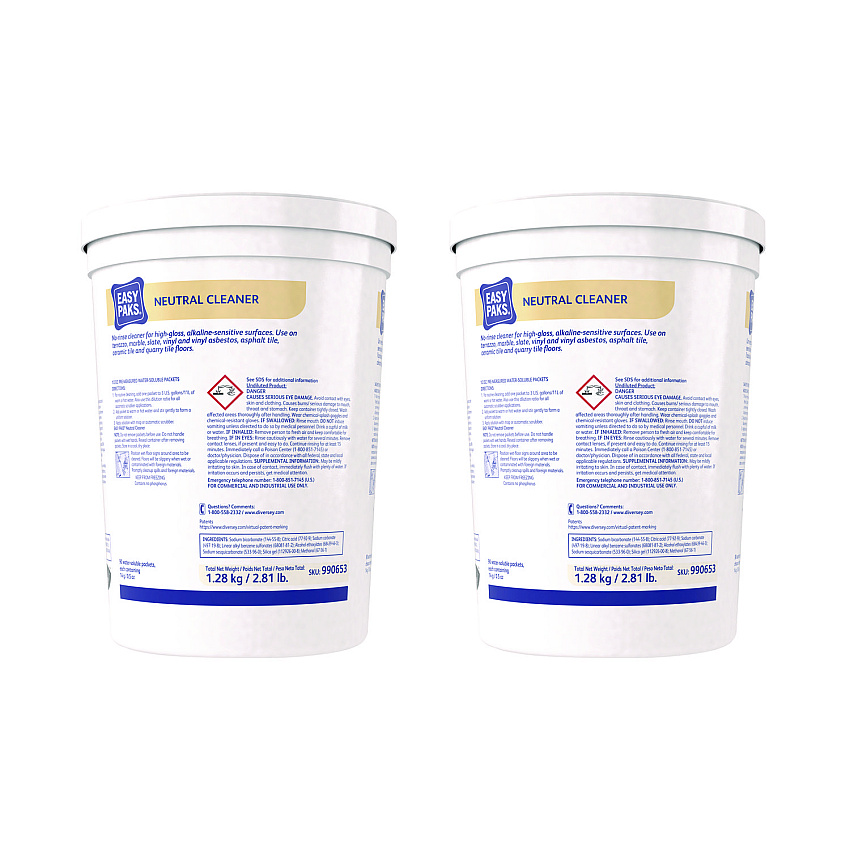 Easy Paks Neutral Cleaner, 0.5 oz Packet, 90/Tub, 2 Tubs/Carton (990653)