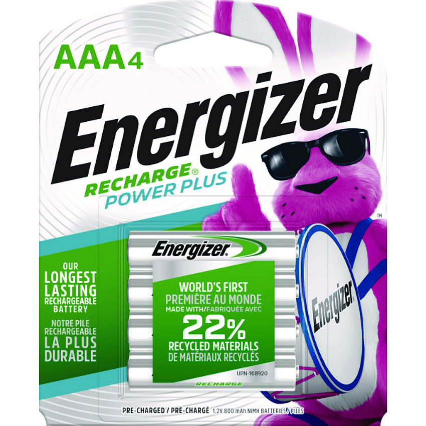 Energizer NiMH Rechargeable AAA Batteries, 1.2 V, 4/Pack (NH12BP4)