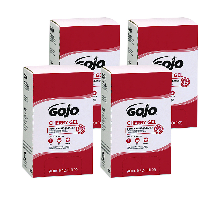 GOJO Cherry Gel Pumice Hand Cleaner Refill, Cherry Scent, 2,000 mL, 4/Carton (729004)