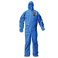 KleenGuard A20 Breathable Particle Protection Coveralls, Zip Front, Hood, Elastic Back, Wrists, Ankles, 3X-Large, Blue, 20/Carton (58516)