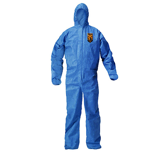 KleenGuard A20 Breathable Particle Protection Coveralls, Zip Front, Hood, Elastic Back, Wrists, Ankles, 3X-Large, Blue, 20/Carton (58516)