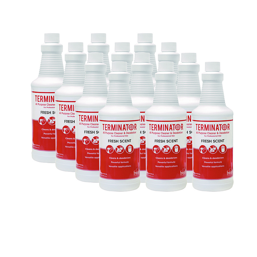 Fresh Products Terminator All-Purpose Cleaner/Deodorizer with (2) Trigger Sprayers, 32 oz Bottles, 12/Carton (1232TNCT)