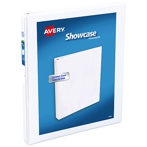Avery Showcase Economy View Binders with Slant Rings, 3 Rings, 0.5" Capacity, 11 x 8.5, White (19551)
