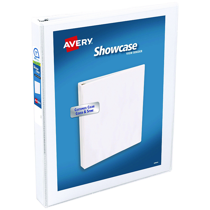 Avery Showcase Economy View Binders with Slant Rings, 3 Rings, 1" Capacity, 11 x 8.5, White (19601)