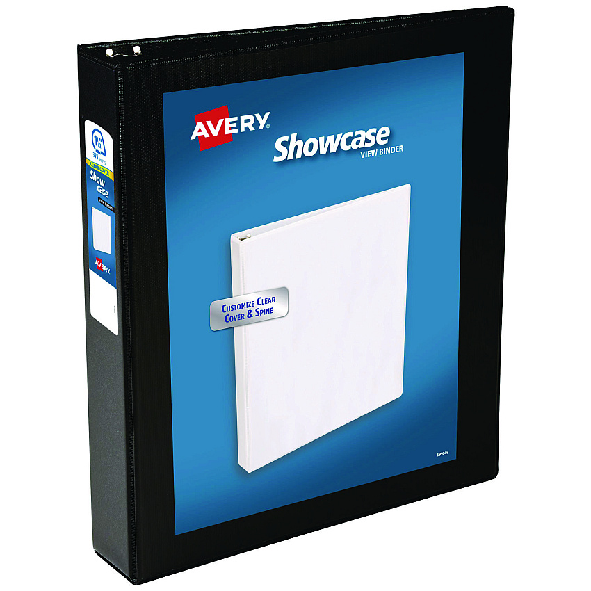 Avery Showcase Economy View Binders with Slant Rings, 3 Rings, 1.5" Capacity, 11 x 8.5, Black (19650)