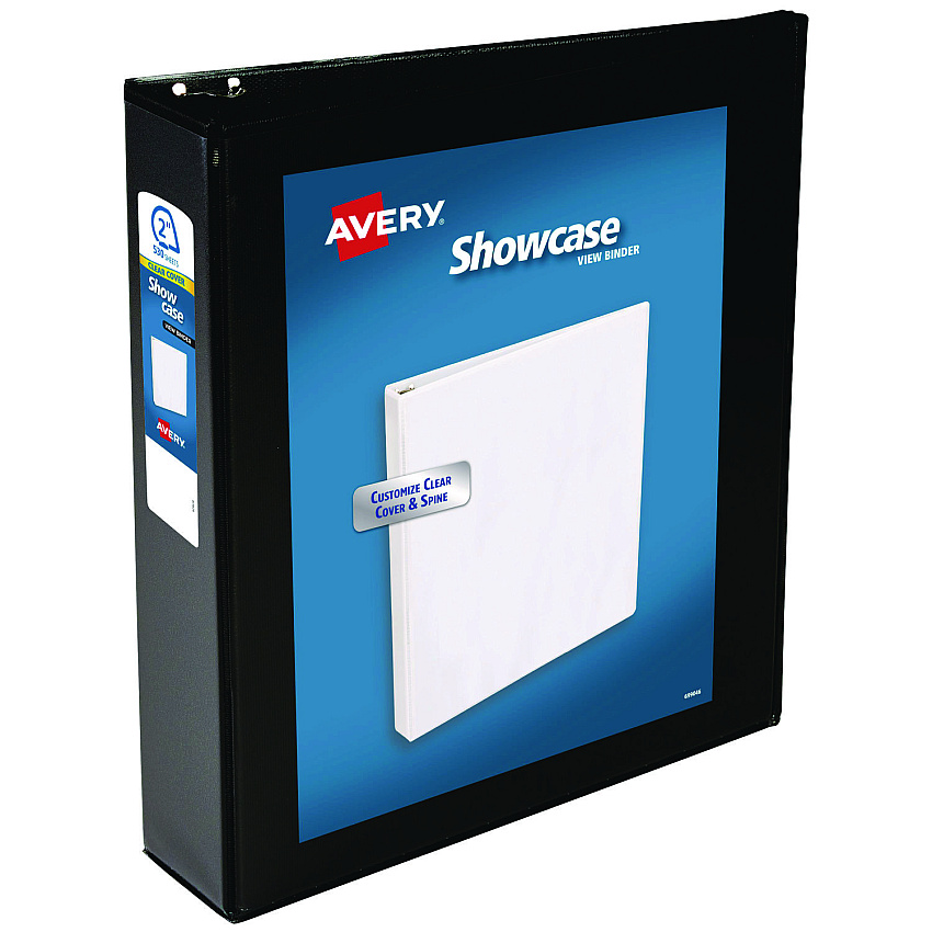 Avery Showcase Economy View Binders with Slant Rings, 3 Rings, 2" Capacity, 11 x 8.5, Black (19700)
