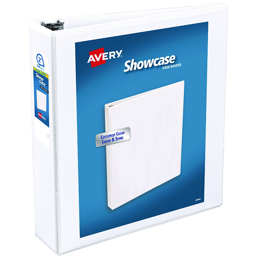 Avery Showcase Economy View Binders with Slant Rings, 3 Rings, 2" Capacity, 11 x 8.5, White (19701)