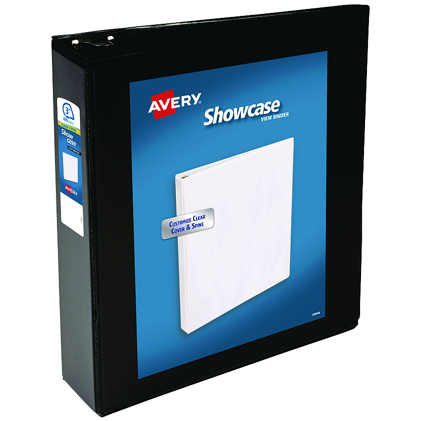 Avery Showcase Economy View Binders with Slant Rings, 3 Rings, 3" Capacity, 11 x 8.5, Black (19750)
