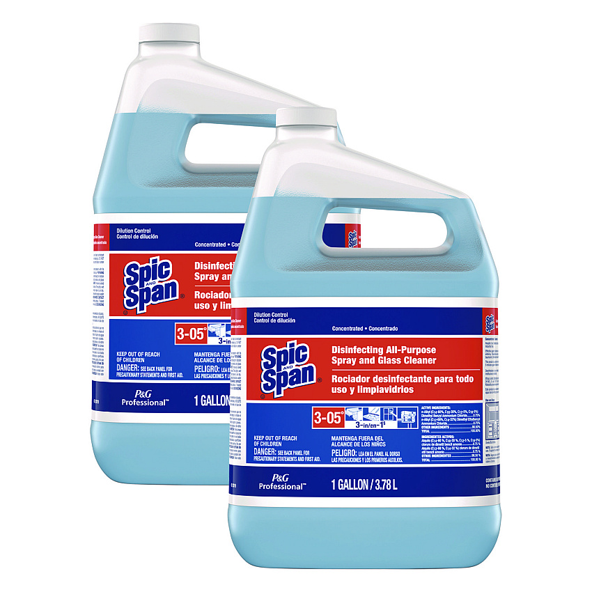 Spic and Span Disinfecting All-Purpose Spray and Glass Cleaner, Concentrated, 1 gal, 2/Carton (32538)