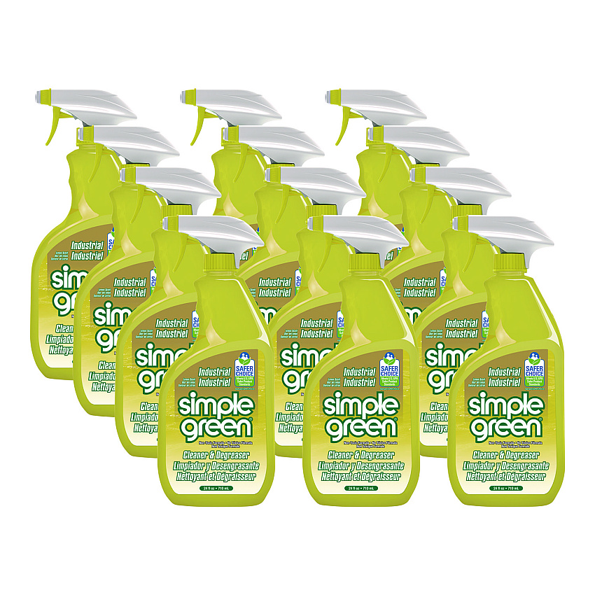 simple green Industrial Cleaner and Degreaser, Concentrated, Lemon, 24 oz Spray Bottle, 12/Carton (14002)