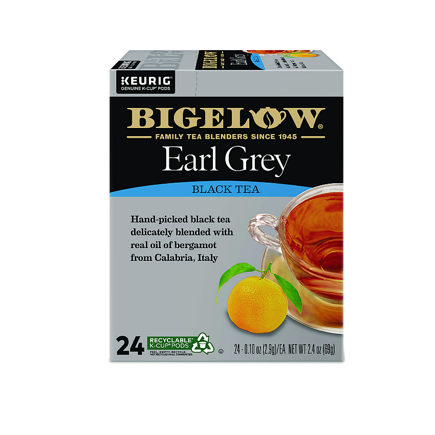 Bigelow Earl Grey Tea K-Cup Pack, 24/Box, 4 Box/Carton (6082CT)