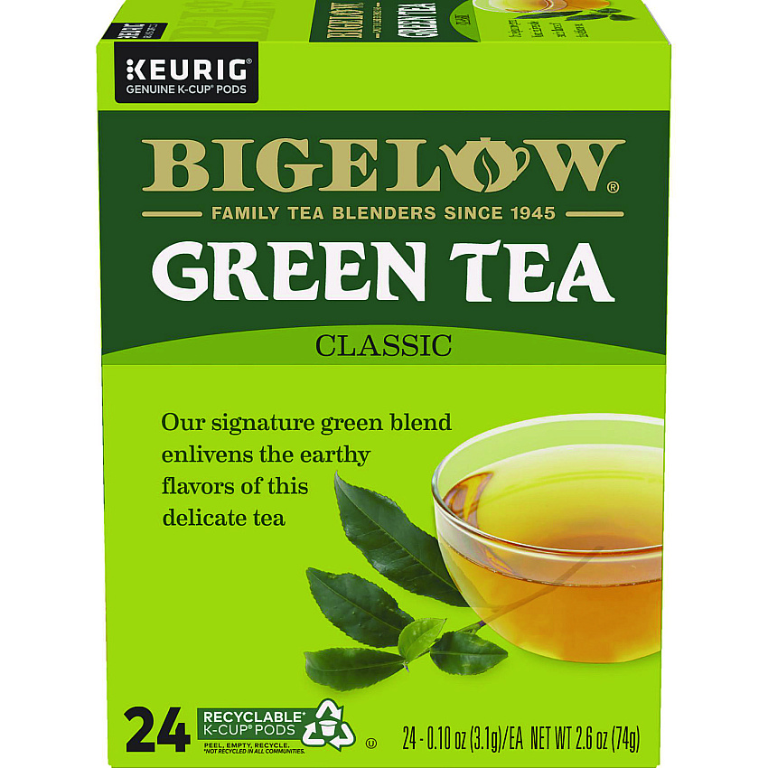 Bigelow Green Tea K-Cup Pack, 24/Box, 4 Box/Carton (6085CT)
