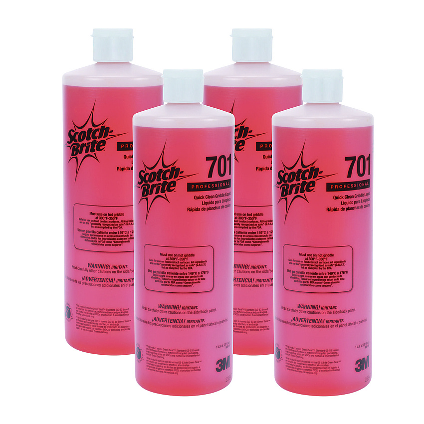 Scotch-Brite Quick Clean Griddle Liquid, 1 qt Bottle, 4/Carton (26012)