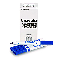 Crayola Broad Line Washable Markers, Broad Bullet Tip, Blue, 12/Box (587800042)