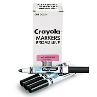 Crayola Broad Line Washable Markers, Broad Bullet Tip, Black, 12/Box (587800051)