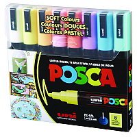 POSCA Water-Based Paint Markers, Medium Bullet Tip, 1.8 mm/2.5 mm, Assorted Colors, 8/Set (PC5M8CSFTCLR)