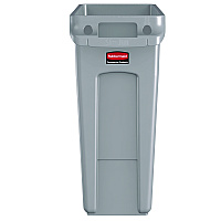 Rubbermaid Commercial Slim Jim Waste Container with Handles, 16 gal, Plastic, Light Gray (1971258)