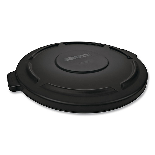 BRUTE Self-Draining Flat Top Lids for 32 gal Round BRUTE Containers, 22.25" dia x 1.63"h, Black
