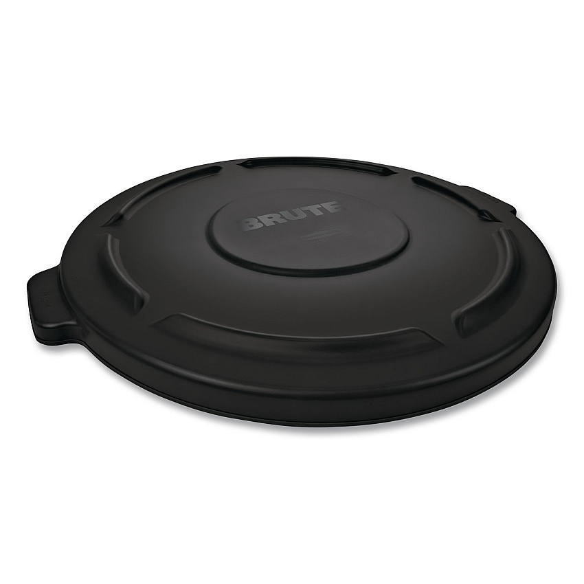 BRUTE Self-Draining Flat Top Lids for 32 gal Round BRUTE Containers, 22.25" dia x 1.63"h, Black
