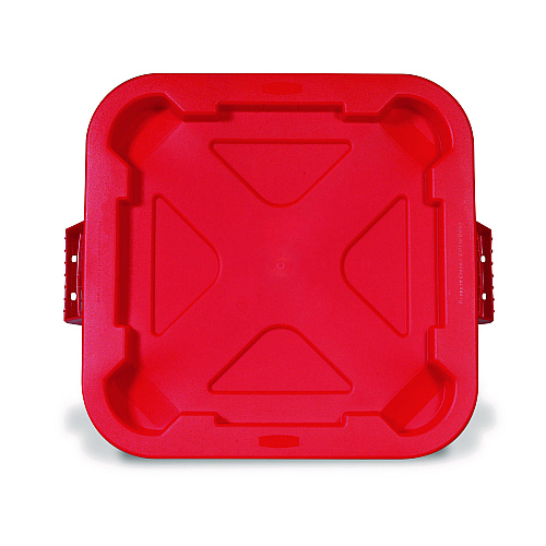 Square BRUTE Lid, 21.88w x 21.88d x 2.13h, Red, 6/Carton