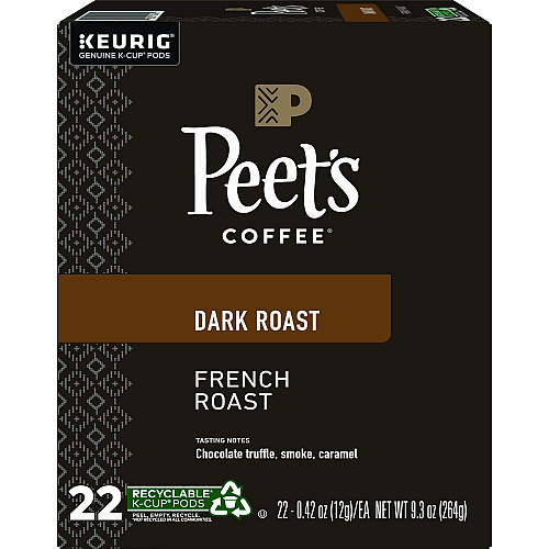 Peet's Coffee & Tea French Roast Coffee K-Cups, 22/Box (6545)