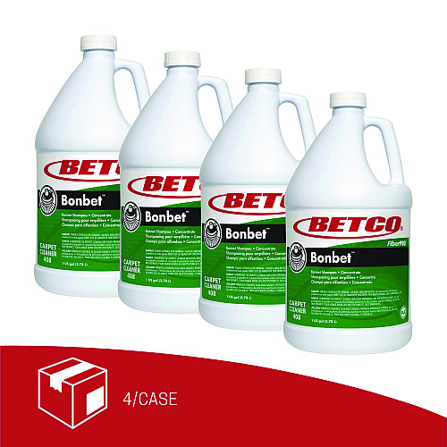 Betco FiberPRO Bonbet Carpet Shampoo, Pleasant Scent, 1 gal Bottle, 4/Carton (4080400)