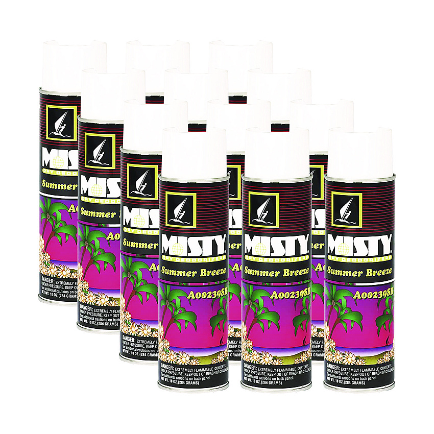 Misty Handheld Air Deodorizer, Summer Breeze, 10 oz Aerosol Spray, 12/Carton (1001868)