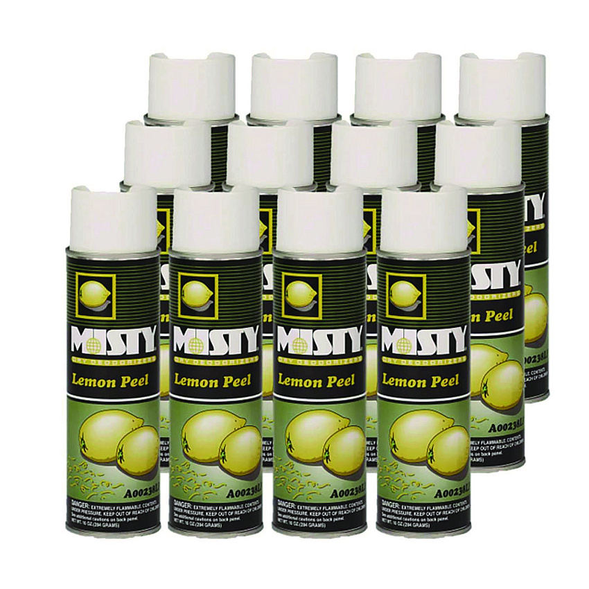 Misty Handheld Air Deodorizer, Lemon Peel, 10 oz Aerosol Spray, 12/Carton (1001842)
