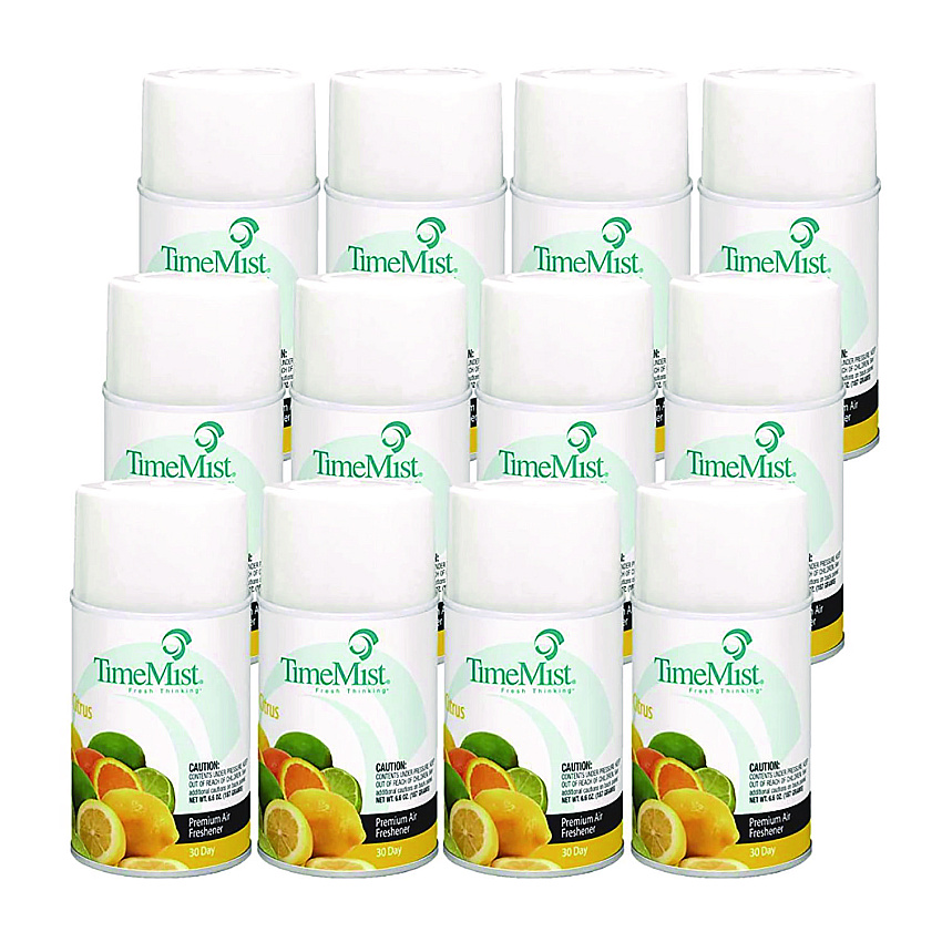 TimeMist Premium Metered Air Freshener Refill, Citrus, 6.6 oz Aerosol Spray, 12/Carton (1042781)