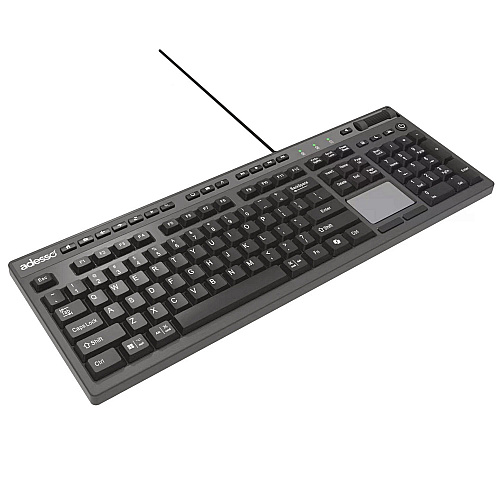 Adesso CyberTouch Desktop Keyboard with Touchpad, Black (AKB445UB)