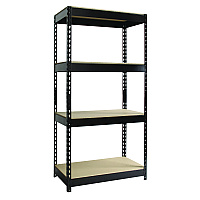 Alera Steel Shelving with Particleboard Shelves, Four-Shelf, 30w x 16d x 60h, Steel, Black (ALESU601630P)