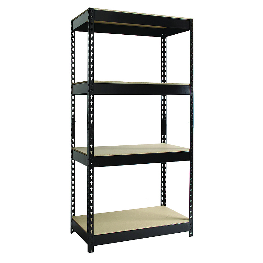 Alera Steel Shelving with Particleboard Shelves, Four-Shelf, 30w x 16d x 60h, Steel, Black (ALESU601630P)