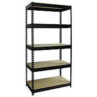 Alera Steel Shelving with Particleboard Shelves, Five-Shelf, 36w x 18d x 72h, Steel, Black (ALESU721836P)