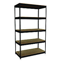 Alera Steel Shelving Unit with Particleboard Shelves, Five-Shelf, 48w x 24d x 84h, Steel, Black (ALESU842448P)