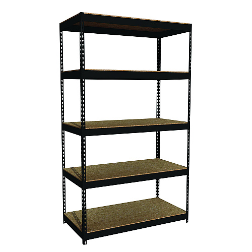 Alera Steel Shelving Unit with Particleboard Shelves, Five-Shelf, 48w x 24d x 84h, Steel, Black (ALESU842448P)