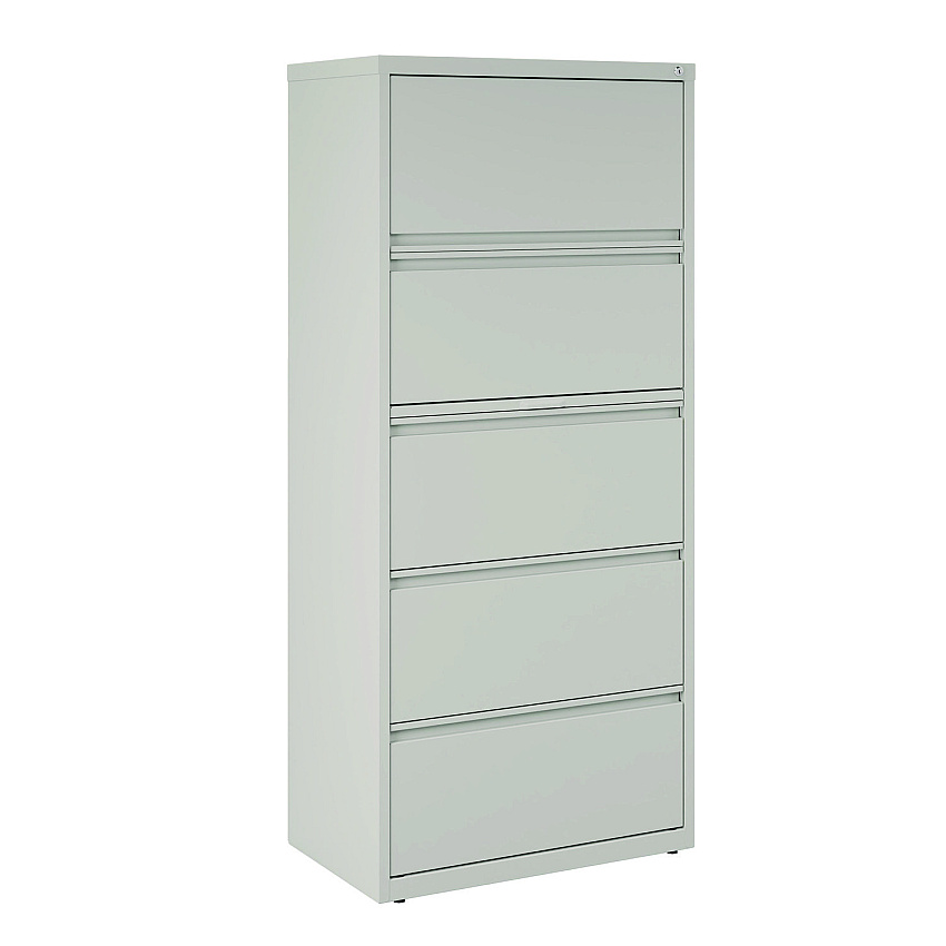 Alera Lateral File, 5 Legal/Letter-Size File Drawers, Light Gray, 30" x 18.62" x 67.62" (ALEHLF3067LG)