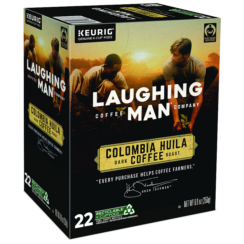 Laughing Man Coffee Colombia Huila K-Cup Pods, 22/Box (8337)