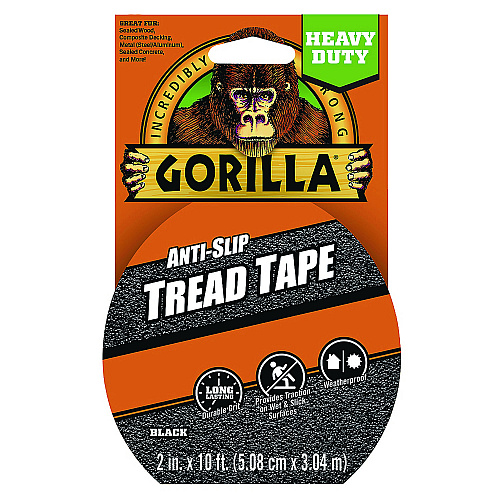 Gorilla Tread Tape, 3" Core, 2" x 10 ft, Black (115944)