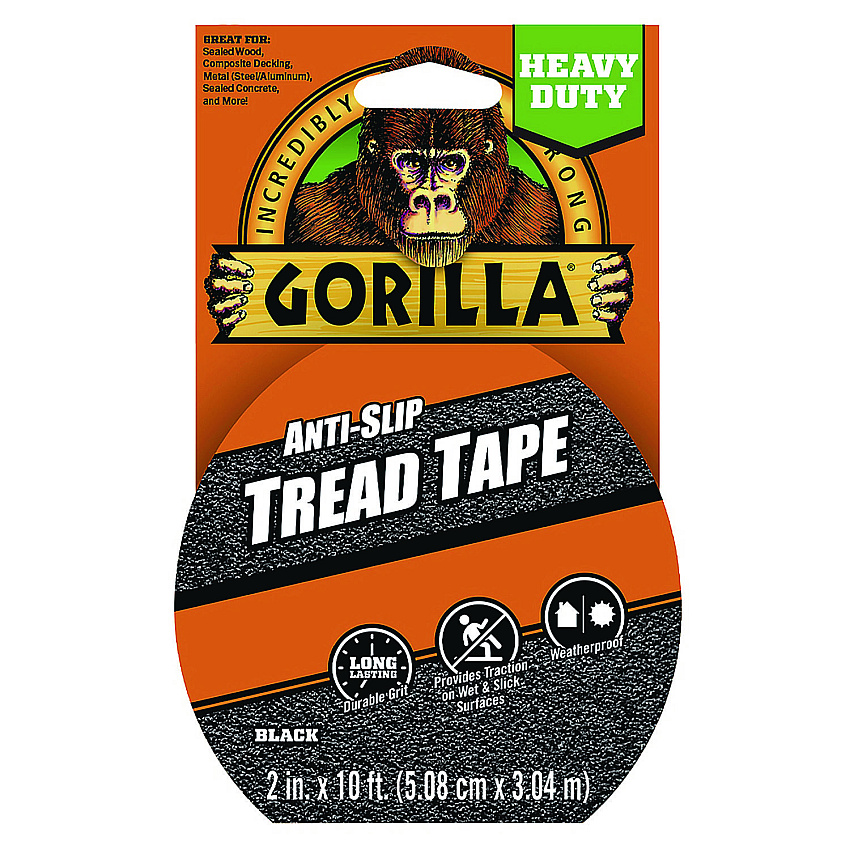 Gorilla Tread Tape, 3" Core, 2" x 10 ft, Black (115944)