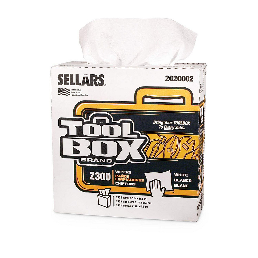 TOOLBOX Z300 Pop-Up Wipers, 1-Ply, 8.5 x 16.5, White, 8/Carton (2020002)
