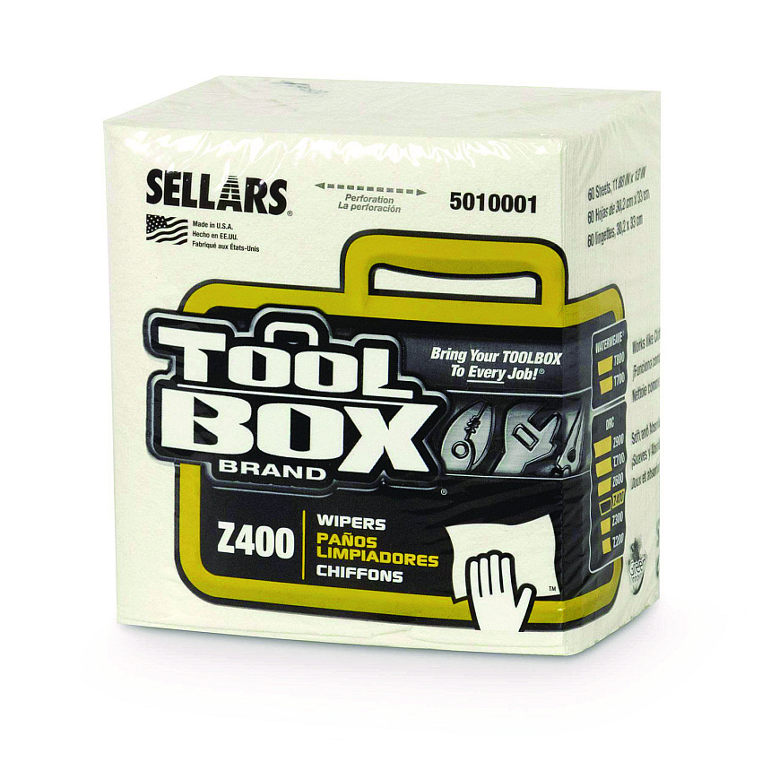 TOOLBOX Z400 Quarterfold Wipers, 1-Ply, 11.87 x 13, White, 12/Carton (5010001)