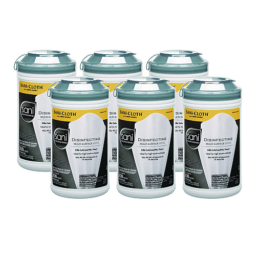 Sani Disinfecting Multi-Surface Wipes, 7.5 x 5.38, White, 200/Canister, 6 Canisters/Carton (P22884CT)
