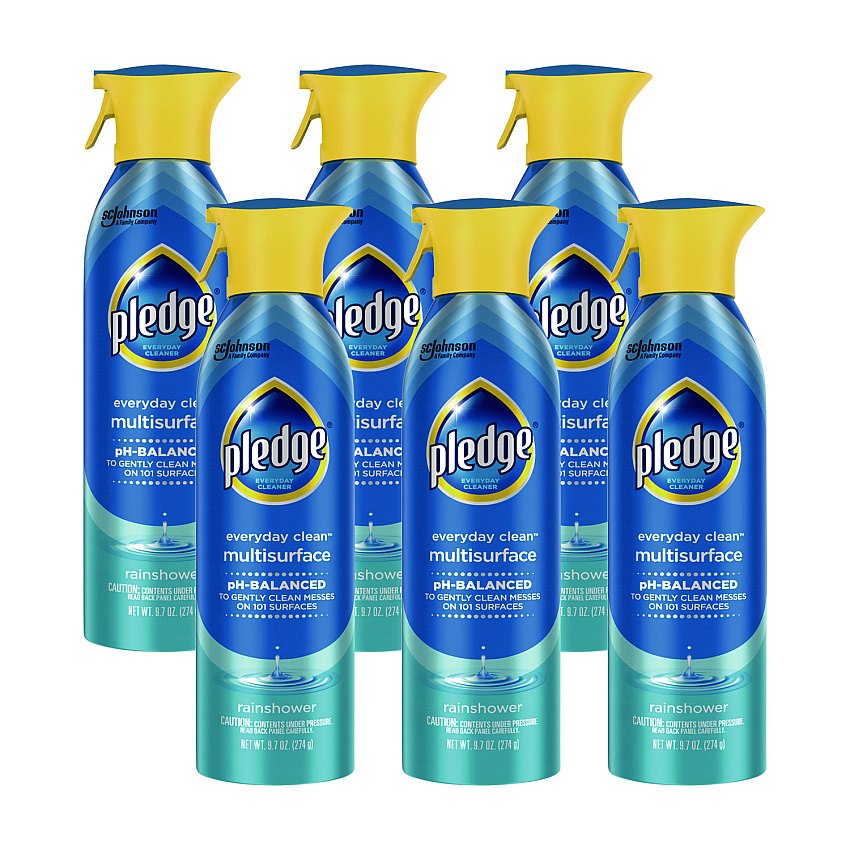 Pledge Multi-Surface Everyday, Rainshower, 9.7 oz Aerosol Spray, 6/Carton (339851)