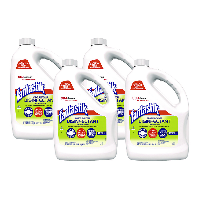 Fantastik&reg; Multi-Surface Disinfectant Degreaser, Pleasant Scent, 1 Gal. Bottle, 4 Bottles (311930)