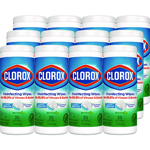 Clorox Disinfecting Wipes, 1-Ply, 7 x 8, Fresh Scent, White, 35/Canister, 12 Canisters/Carton (01593CT)