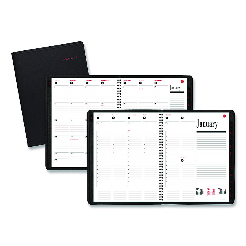 AT-A-GLANCE 800 Range Weekly/Monthly Appointment Book, 11 x 8.25, Black Cover, 12-Month (Jan to Dec): 2026 (7086405)