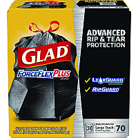 Glad ForceFlexPlus Drawstring Large Trash Bags, 30 gal, 1.05 mil, 30