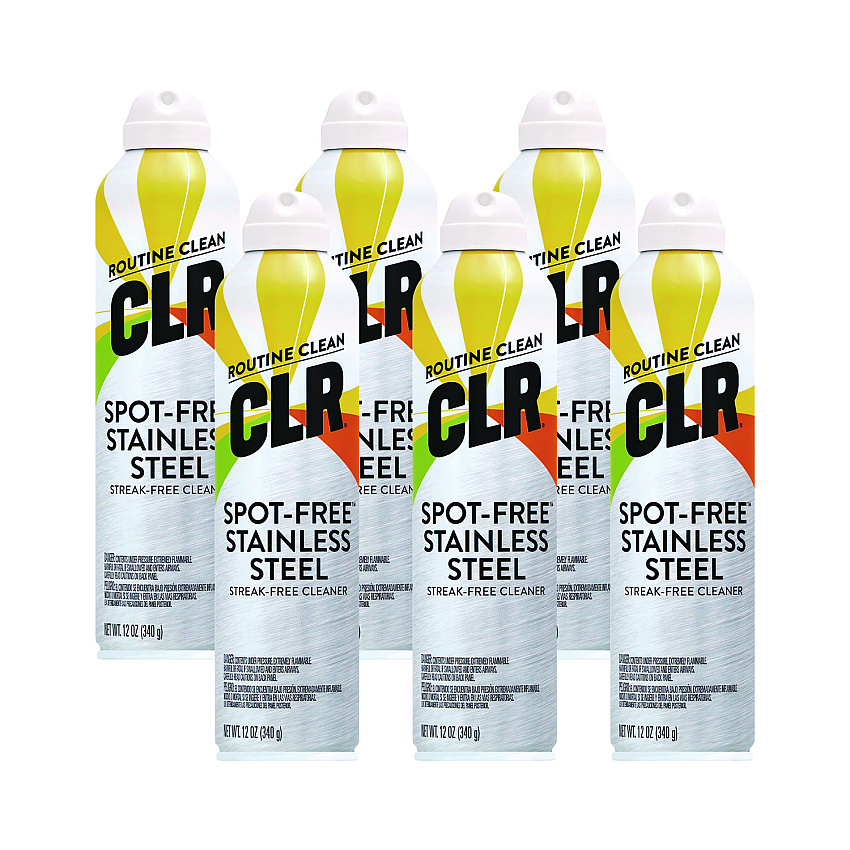 CLR Spot-Free Stainless Steel Cleaner, Citrus, 12 oz Can, 6/Carton (CSS12)