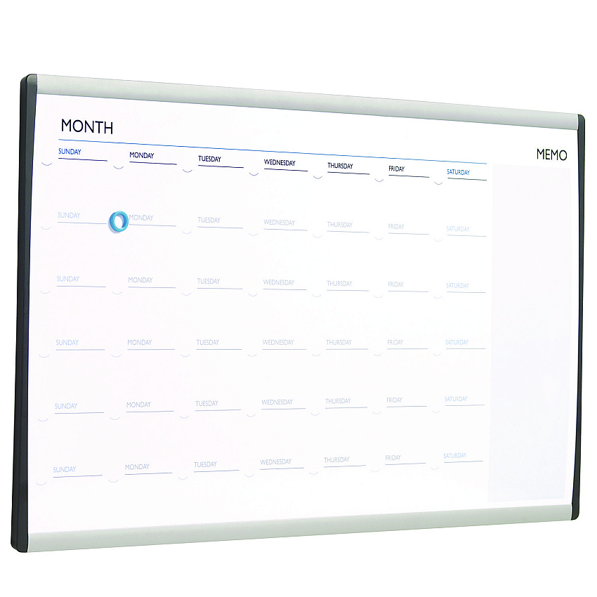 Quartet ARC Frame Cubicle Magnetic Dry Erase Calendar, One Month Format, 30 x 18, White Surface, Silver Aluminum Frame (ARCCP3018)